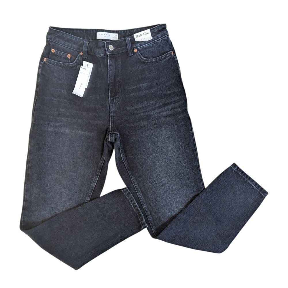 TOPSHOP Dark Wash High Rise Mom Jeans Size 8